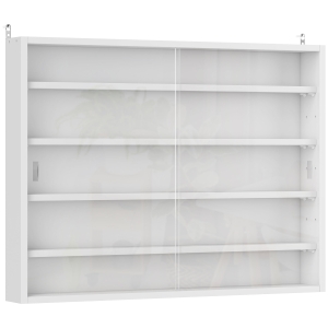 HOMCOM Vitrine murale pour objets de collection 4 étagère réglables en hauteur et 2 portes coulissantes 80 x 9,5 x 60 cm blanc