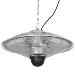Outsunny Calefactor Exterior de Techo 1010/2210W Estufa de Infrarrojos con Mando a Distancia Ø58,5x33 cm Plata