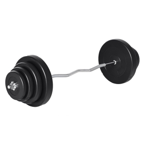 HOMCOM Barra de Pesas Curvada 70 kg Barra de Rizo Set de Musculación con 8 Discos de Pesos 2,5kg-15kg Intercambiables para Mancuernas/Brazadas/Sentadillas en Gimnasio Casa 140x38,5x38,5 cm Negro
