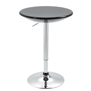 HOMCOM Tavolo Rotondo da Bar con Piano Girevole, Altezza Regolabile con Leva a Gas e Base in Acciaio, Φ61x76-97cm, Nero