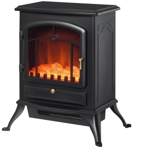HOMCOM Cheminée Électrique Rétro 2000W Effet Flamme Noir