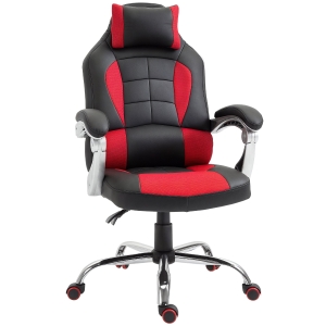 HOMCOM Sedia Gaming Reclinabile Supporto Lombare e Poggiatesta