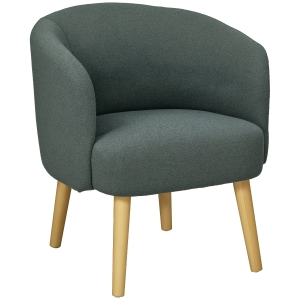 HOMCOM Poltrona in Tessuto Teddy e Gambe in Legno Verde Scuro