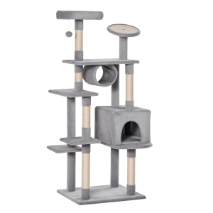 PawHut Tiragraffi 60cm x 50cm x 165cm Grigio, Beige