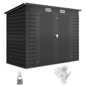 Outsunny 3.7 x 7.9ft Galvanised Steel Shed, with Latched Door and Padlock - Grey