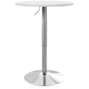 HOMCOM Table de bar ronde table haute cuisine réglable en hauteur 69-91 cm plateau pivotante à 360° blanc et argenté