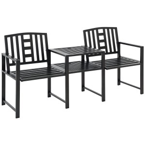 Outsunny Panchina da giardino 165cm x 56cm x 85.5cm Nero