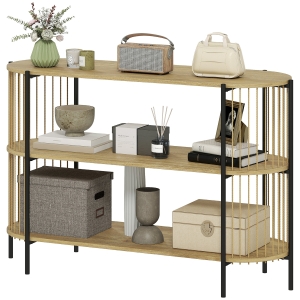 HOMCOM Table de Console en Corde de Papier Tressé à la Main Cadre en Acier Style Bohème 124x43,5x80 cm Naturel