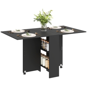 HOMCOM Foldable Extendable Dining Table with Shelves