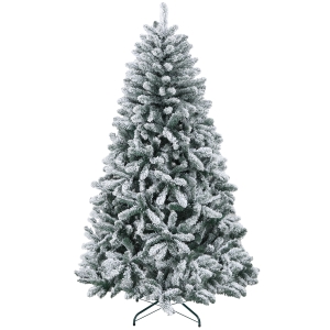 HOMCOM Árbol de Navidad Artificial Nevado 180 cm con 796 Ramas y Soporte de Metal Árbol Navideño Nevado para Interior Verde