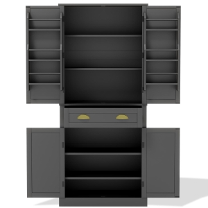 Küchenschrank 182 cm Moderner mit Stauraum 4 Türen 1 Schublade für Küche Schwarz