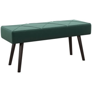 HOMCOM Panca Imbottita Fondoletto in Tessuto Effetto Velluto e Acciaio, 100x36x45 cm, Verde e Nero