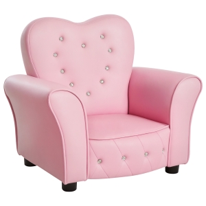 HOMCOM Kindersofa Kindersessel Prinzessin Minisofa Kinderzimmer Sofa herzförmig Rosa L59 x B41,5 x H49 cm
