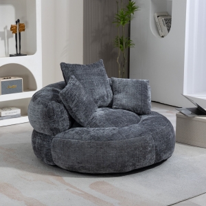 Chenille Bean Bag Chair with Memory Foam Filling, Gray
