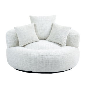 Lazy Sofa Bean Bag Chair with Memory Foam and Chenille Fabric, Beige