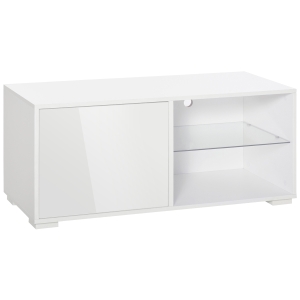 HOMCOM High Gloss TV Stand Storage Cabinet White