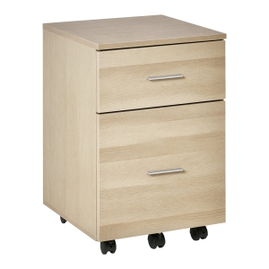 Vinsetto Bürocontainer mit 2 Schubladen Hängeregistratur Aktenschrank Büroschrank Aufbewahrung von Akten Spanplatte Natur 39,5 x 39 x 58,5 cm