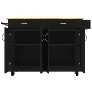 Rolling Kitchen Island Trolley with Adjustable Shelf, Black