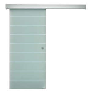HOMCOM Porta scorrevole 90cm x 0.8cm x 205cm Vetro smerigliato con strisce