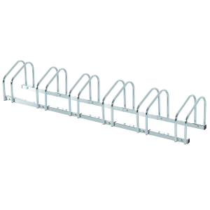 HOMCOM Râtelier 6 vélos range-vélos support de rangement pneu 65 mm sol ou mural pour VTT enfants BMX 179 x 33 x 27 cm acier argent