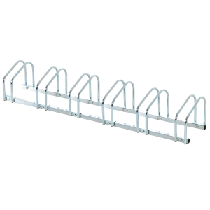 HOMCOM Bike Stand Parking Rack - Floor or Wall Mount Bicycle Cycle Storage Locking Stand 179L x 33W x 27H (6 Racks, Silver)