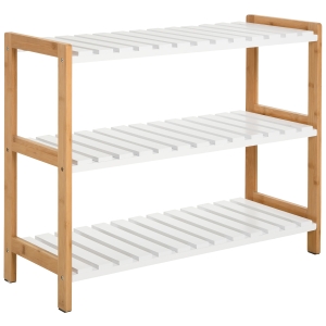 HOMCOM 3-Tier Shoe Rack Wood Natural 70x26x57.5cm