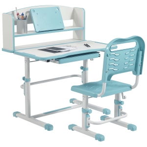 ZONEKIZ Banco per Bambini 6-12 Anni con Sedia Regolabile Blu