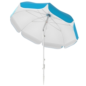 Outsunny Beach Umbrella Portable with Sand Anchor, Carry Bag, Adjustable Height & Tilt, UPF50+ UV Protection, Blue