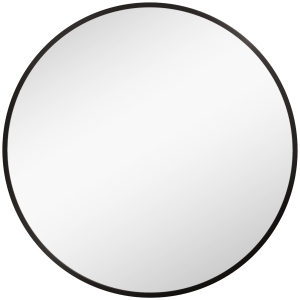 HOMCOM 70cm Aluminium Frame Round Bathroom Mirror - Black