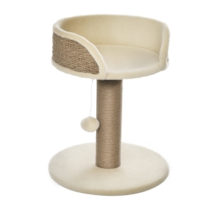 PawHut Arbre Chat Sisal Pompon+Plateforme 40x40x49cm Beige