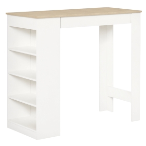 HOMCOM Bar Table, Dining Table with 4-Tier Storage Shelf for Breakfast Bar, Kitchen, Dining Room, Living Room, Natural