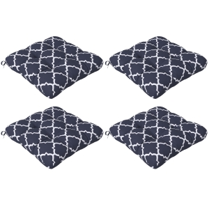 Outsunny 4-Piece Seat Cushion Pillows Replacement, Patio Chair Cushions Set with Ties for Indoor Outdoor, Blue