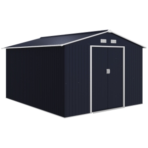Outsunny Capanno Attrezzi in Acciaio con 2 Porte e 4 Prese d'Aria