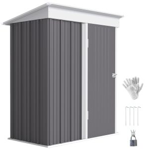 Outsunny Casetta da Giardino in Acciaio 161x95x163/181cm Grigio