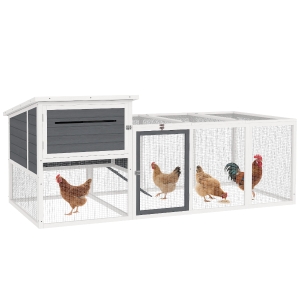 PawHut Pollaio per Galline con Casetta, Nido e Area Aperta Grigio