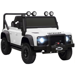 AIYAPLAY Carro Elétrico para Crianças com Licença Land Rover 12V Controlo Remoto Sistema de Suspensão USB MP3 Velocidade Ajustável Faróis 115x61x61 cm Branco