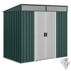 Outsunny Casetta da Giardino in Acciaio 195x122x181.5cm Verde