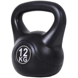HOMCOM Kettlebell 12kg per Sport e Fitness con Base Piatta e Impugnatura, Kettlebell Pesi per Allenamento Home Gym Casa e Palestra, 27x21x31 cm, Nero