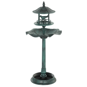 Outsunny Vogelbad Vogeltränke für Vögel Blumenkübel 3-in-1 Ø 50 x 113 cm Polypropylen Grün-Grau