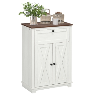 HOMCOM Aparador para Sala de Estar com Portas Duplas Gaveta e Prateleira Ajustável para Cozinha Dormitório 60x30x87,4 cm Branco