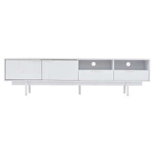 Modern Bohemian TV Entertainment Center with Cabinet and Drawers, White