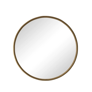 Miroir mural rond avec cadre en métal, pour mur, salle de bain, salon, chambre, coiffeuse, couloir, 80x2x80 cm, Bronze