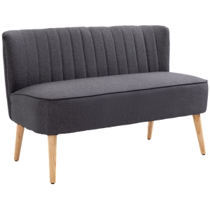 HOMCOM Sofá de 2 Plazas con Acolchado Suave, Tapizado Fácil de Cuidar, Soporta hasta 150 kg, 117x56,5x77 cm, Gris Oscuro