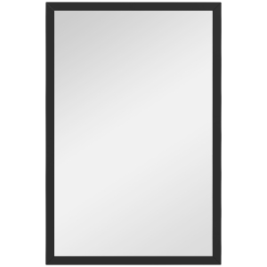 HOMCOM Espejo mural rectangular 60x40 cm, marco de madera Negro, ideal para baño, salón o dormitorio