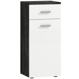 kleankin Mobile Bagno con Cassetto e Armadietto in Legno, 35x30x77.5cm, Bianco e Nero