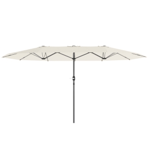 Outsunny Umbrelă dublă 436 x 260 cm, Protecție UV, Umbrelă de oțel cu manivelă, Ovală Bej