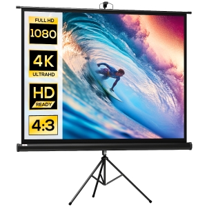 HOMCOM Ecran de proiecție 84 de inci cu suport trepied înălțime reglabilă, ecran 4K HD 4:3, interior/exterior