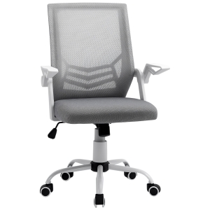 Vinsetto Cadeira de Escritório Ergonômica Giratória com Altura Ajustável Apoio para os Braços Dobrável Suporte Lombar e Encosto Transpirável 62,5x55x94-104cm Cinza