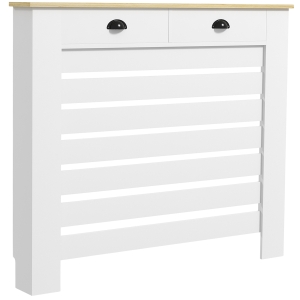 HOMCOM Cubre Radiadores de MDF con 2 Cajones Cubierta para Radiador para Salón Dormitorio Pasillo 111x19x95,5 cm Blanco