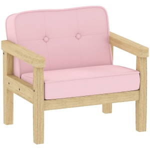 AIYAPLAY Sillón Infantil con Tejido Suave de Pana y Estructura de Madera Asiento y Respaldo Acolchado 46,5x44x45 cm Rosa